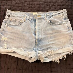 Citizens Of Humanity Light Wash Frayed Hem Denim Shorts